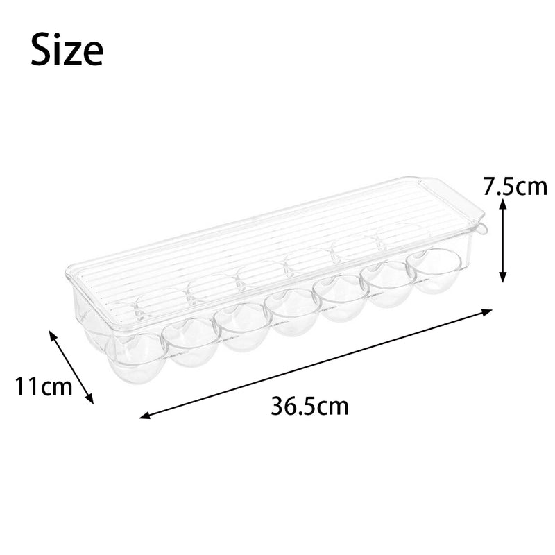 Egg Tray Holder with Lid Fridge Clear Storage Container Case Rack Holds 14 Eggs