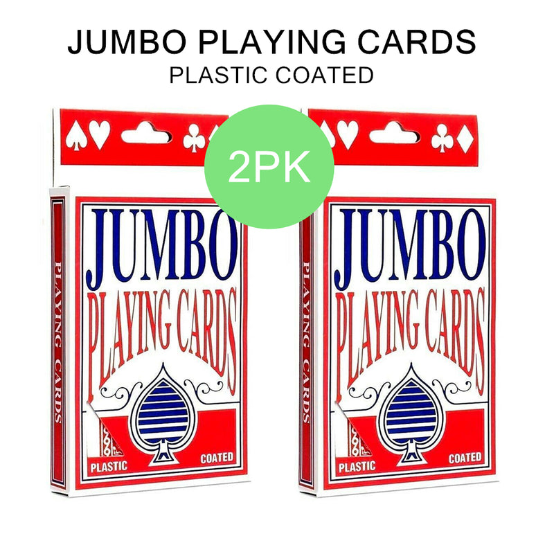 2PK Jumbo Playing Cards Large Big Deck Card Game Plastic Coated Poker Plating Cards