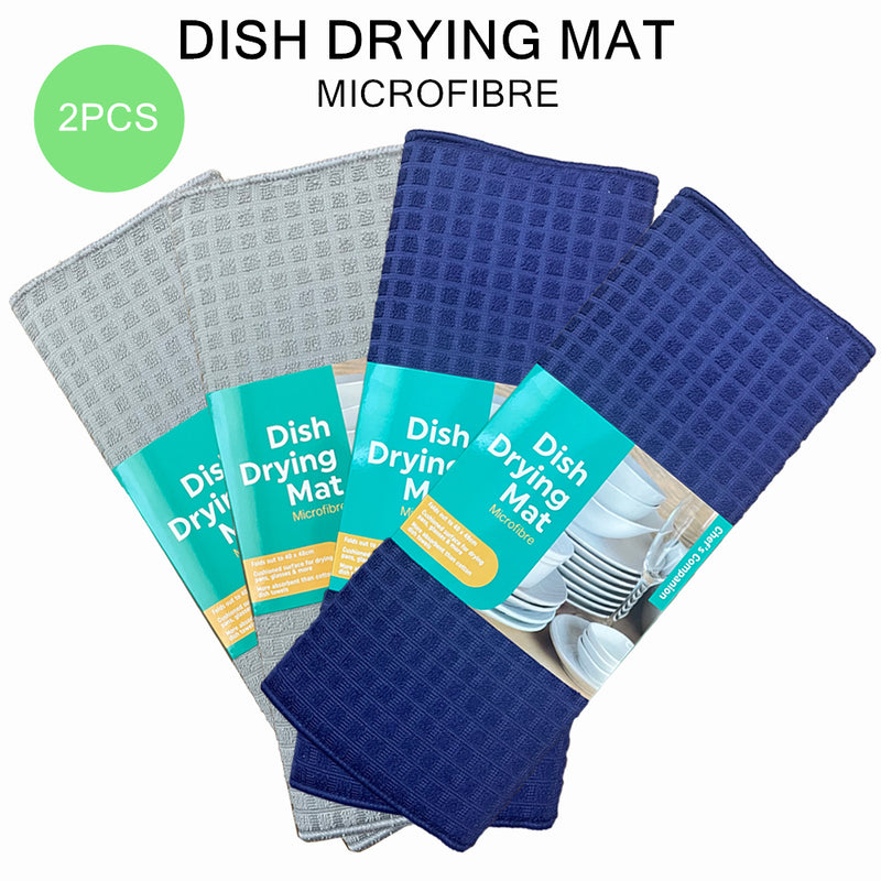 2 x Dish Drying Mat Absorbent Microfibre Mats Reversible Microfiber Kitchen Sink