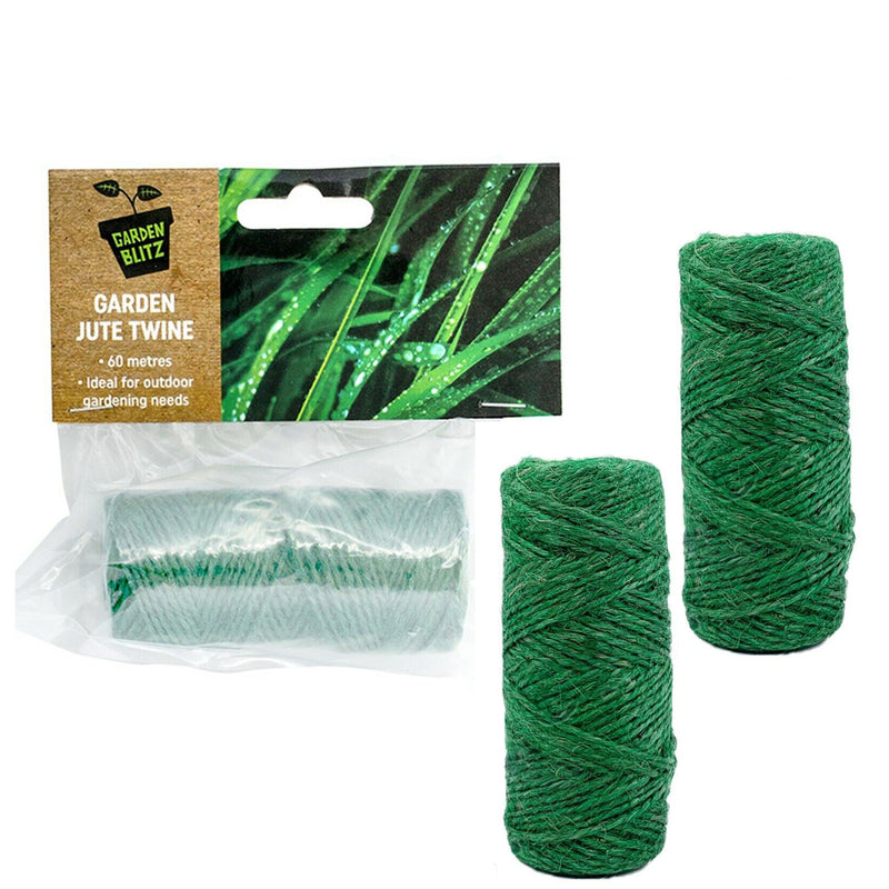 2 x Garden Jute Twine Roll Green Gardening String Rope DIY Craft Art Floristry 60m/Roll