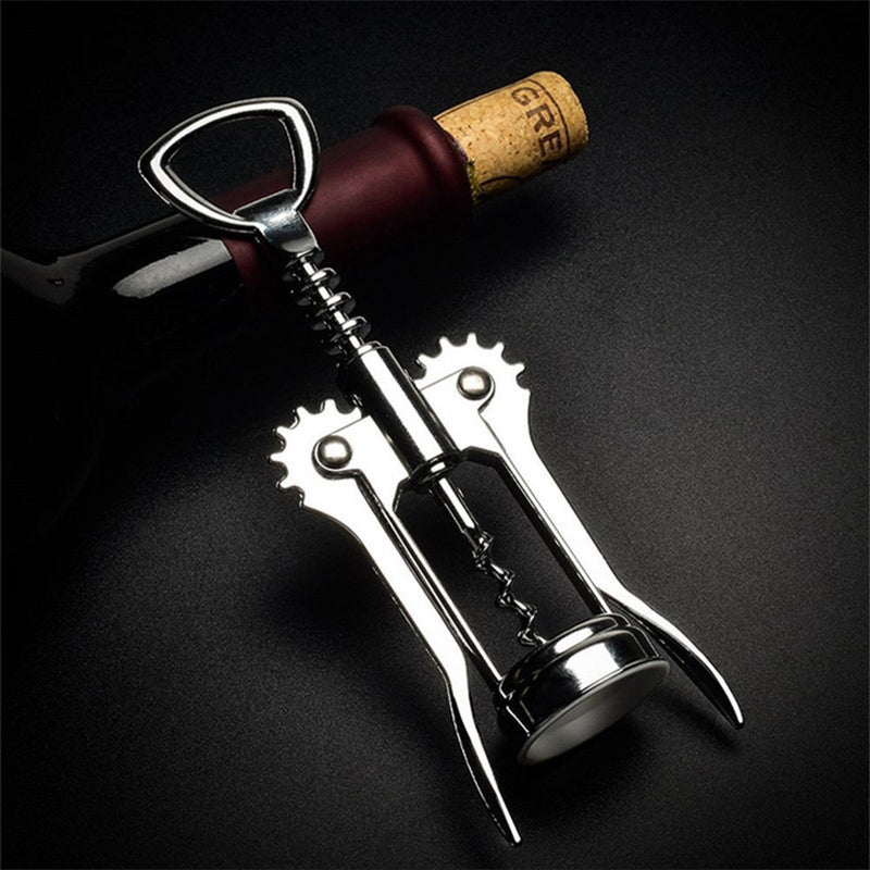 2-in-1 Classic Winged Corkscrew Wine Bottle Cork Opener Wing Handle Stainless Steel