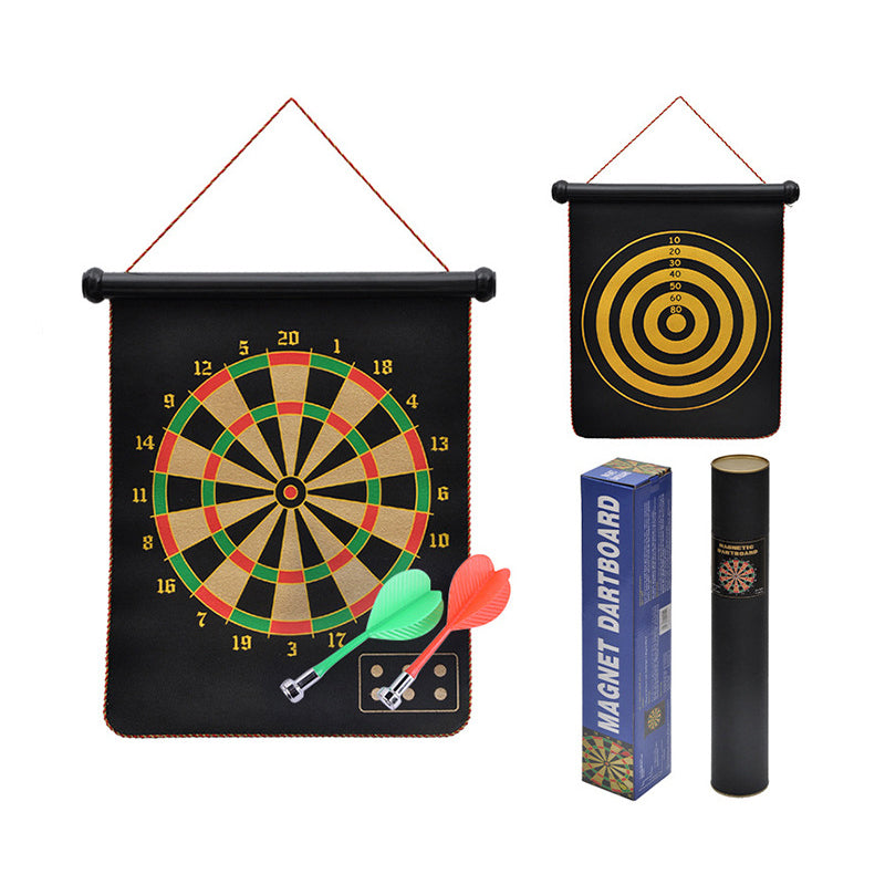 Magnetic Rollup Dart Board Large Double Sided Dartboard Family Game 6 Darts 15/17”