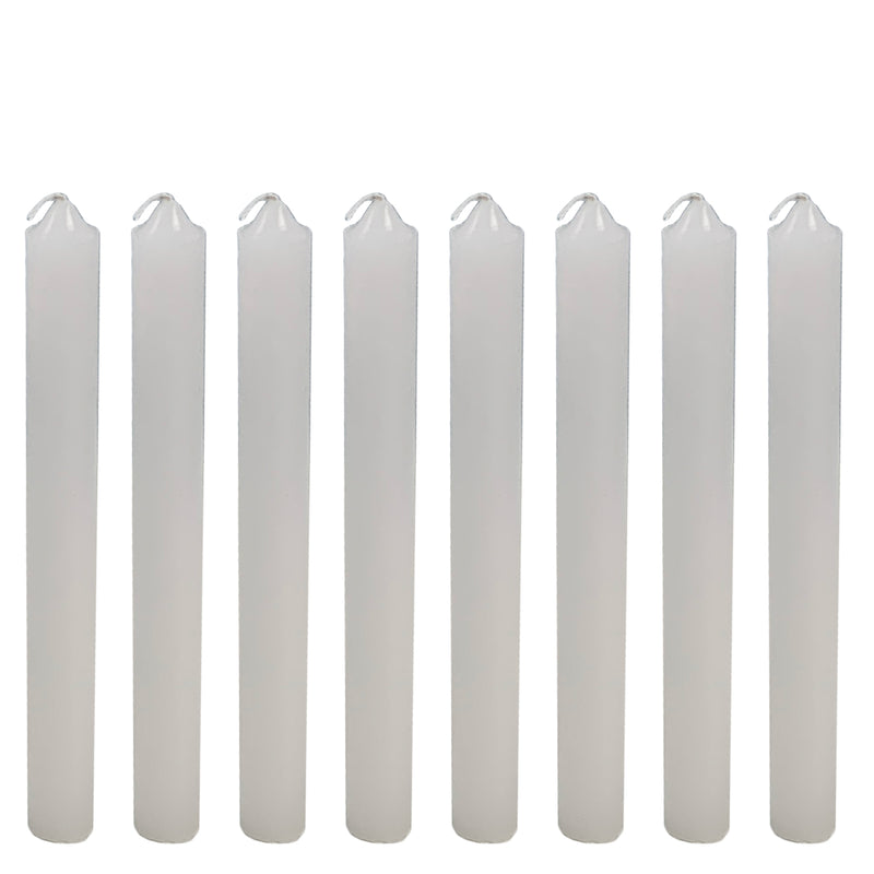 8 x Dinner Candle Unscented White Candles Plain Long 25cm Wedding Church Home