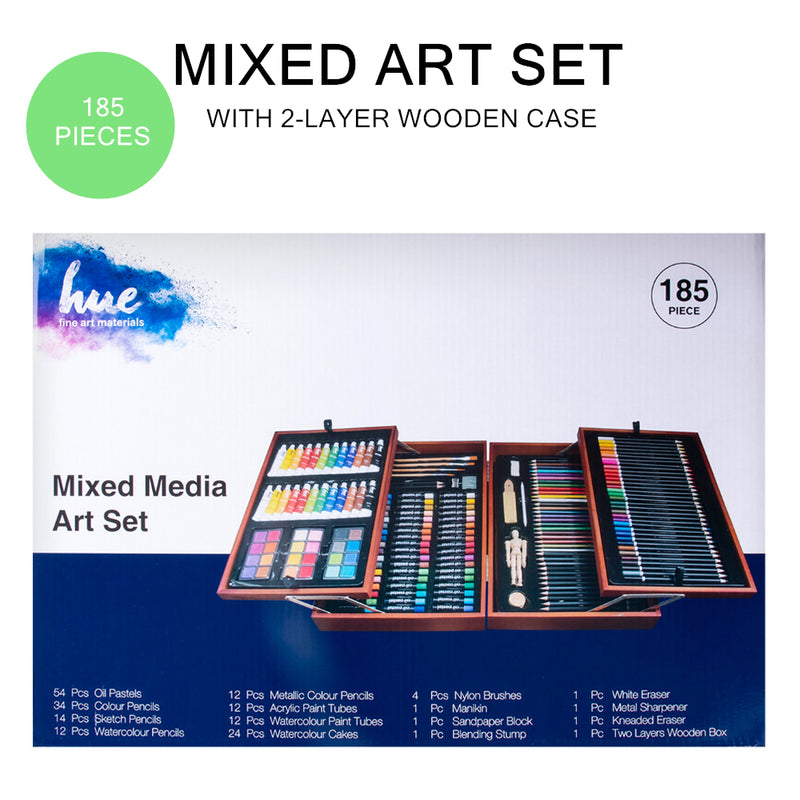 185PCS Mixed Art Set Kit Acrylic Paints Colour Pencils Drawing Painting Artist Case Box