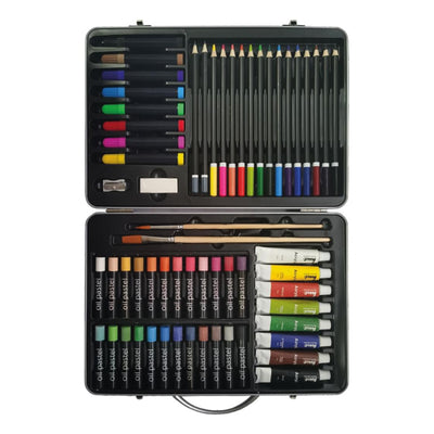 60PCS Ultimate Art Set Kit Acrylic Paints Colour Pencils in Case Drawing Painting Artist