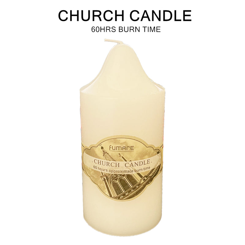 60 Hours Church Candle White Unscented Wax Pillar Candles Wedding Home Décor