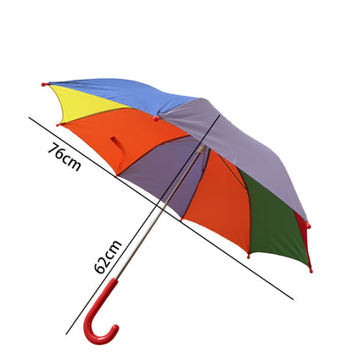 Children Kids Umbrella Colourful Rainbow Pattern Rain Waterproof J-Handle 62cm