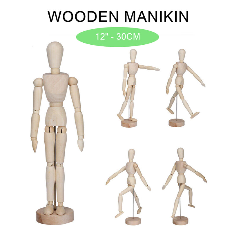 Artist 12” Wooden Manikin Mannequin Movable Adjustable Model Drawing Sketch 30cm