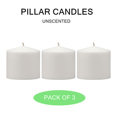 3 x Pillar Candle White Unscented Candles Wedding Party Event Home Décor Restaurant