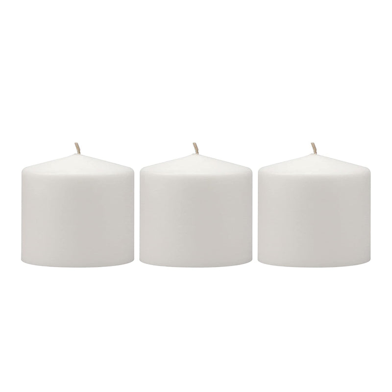 3 x Pillar Candle White Unscented Candles Wedding Party Event Home Décor Restaurant