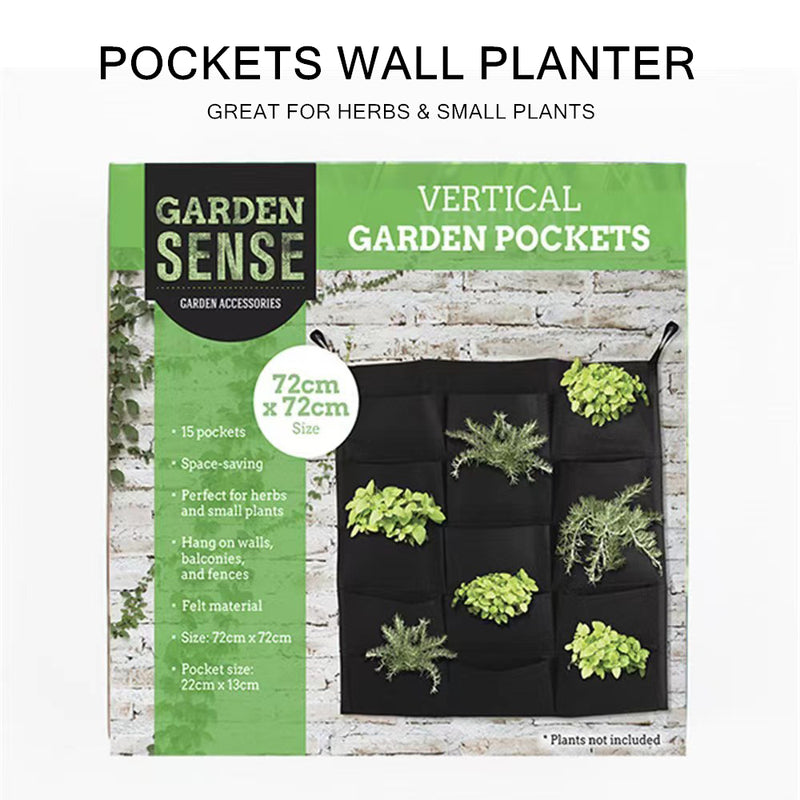 15 Pocket Vertical Garden Pockets Wall Planting Hanging Planter Bag for Herbs Outdoor