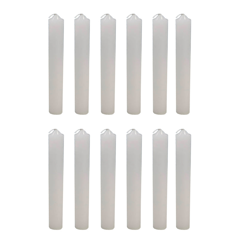 12 x Dinner Candle Unscented White Candles Plain 12cm Long Wedding Church Home