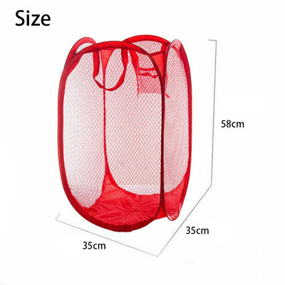 Foldable Mesh Laundry Hamper Storage Bag Bin Collapsible Lightweight Pop Up Basket