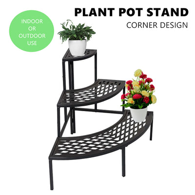 3 Tier Metal Plant Stand Flower Pot Planter Display Rack Garden Balcony Corner Shelf