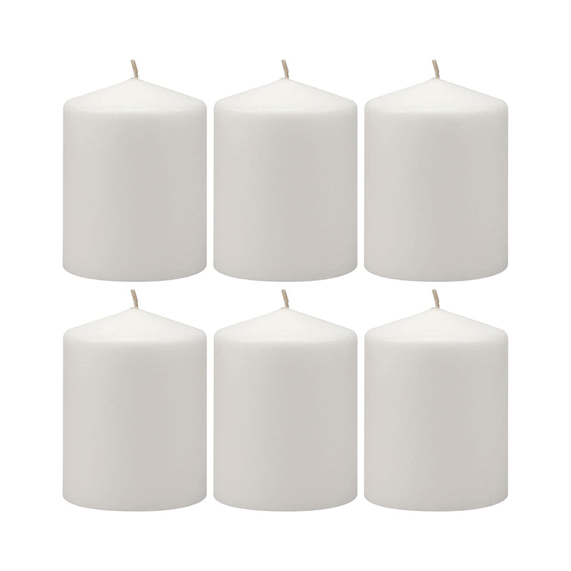 6 x Pillar Candle White Unscented Candles Wedding Party Event Home Décor Restaurant