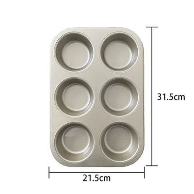 6 Cup Muffin Cupcake Pan Tray Tin Cake Non-Stick Baking Bakeware Dish Cookie