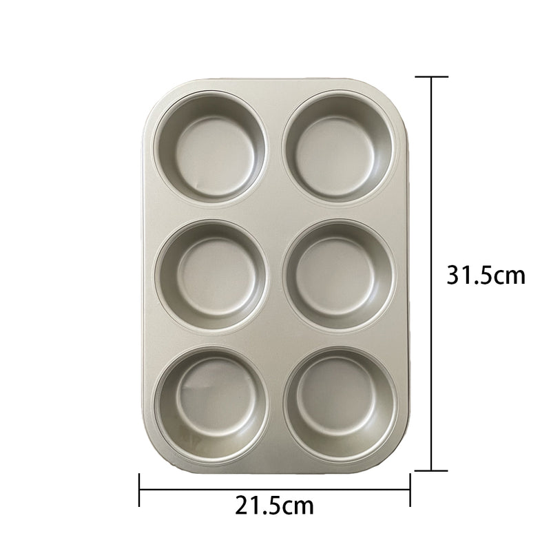 6 Cup Muffin Cupcake Pan Tray Tin Cake Non-Stick Baking Bakeware Dish Cookie