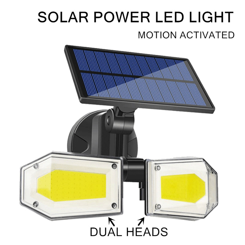 Solar Power LED Sensor Light Motion Activated Outdoor 2400mAh 3 Modes Lighting Dual