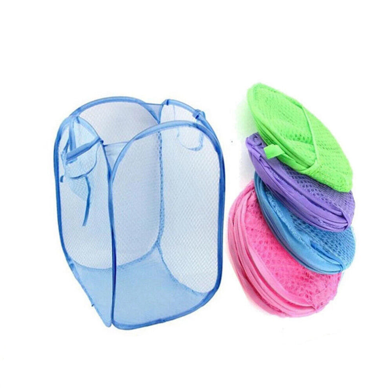 Foldable Mesh Laundry Hamper Storage Bag Bin Collapsible Lightweight Pop Up Basket